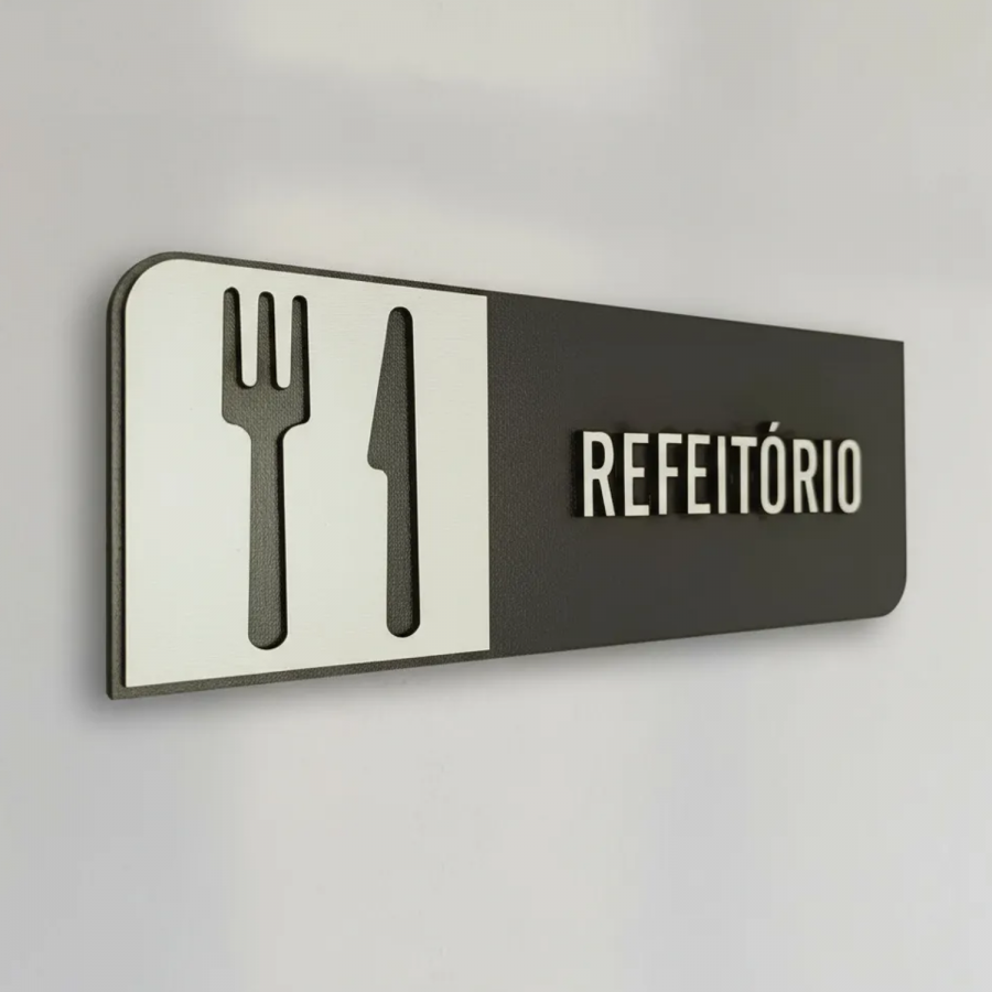 Placa de Sinalização Indicativa MDF 3D - Refeitório